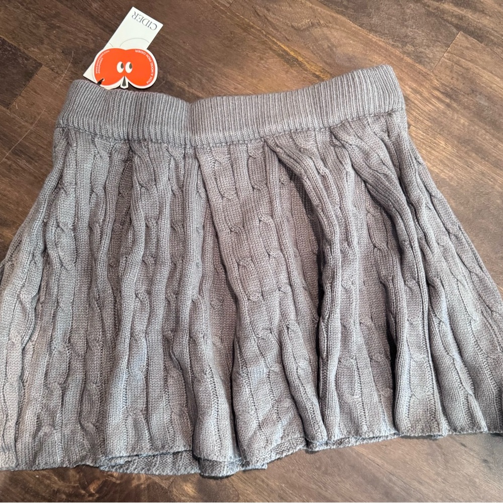 Cider Gray Cable Knit Skater Skirt, Size XL